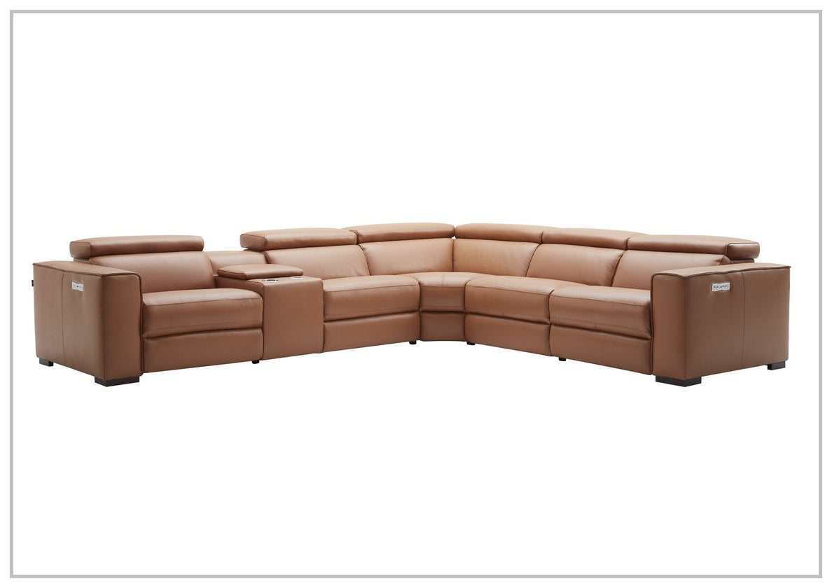 Gio Italia Aventura L-Shaped Leather Power Reclining Sectional Sofa - Modern Living Room Furniture for Home Theater & Family Gatherings
