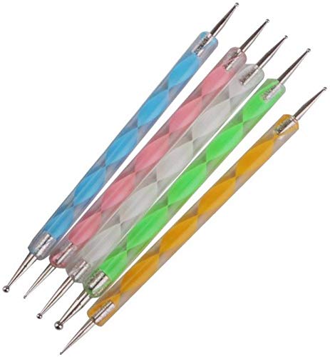 5 Pcs Professional Nail Art Dotting & Marbleizing Tool Pen Set - Perfect for Nail Decoration, Stamping & DIY Manicures - Ideal for Home, Salon & Nail Art Enthusiasts