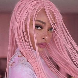 26 Inch Pink Braid Lace Front Wig - Heat Resistant Synthetic Hair with Realistic Long Black to Peach Pink Ombre - Perfect for Black Women, Drag Queen Cosplay, Parties & Everyday Wear