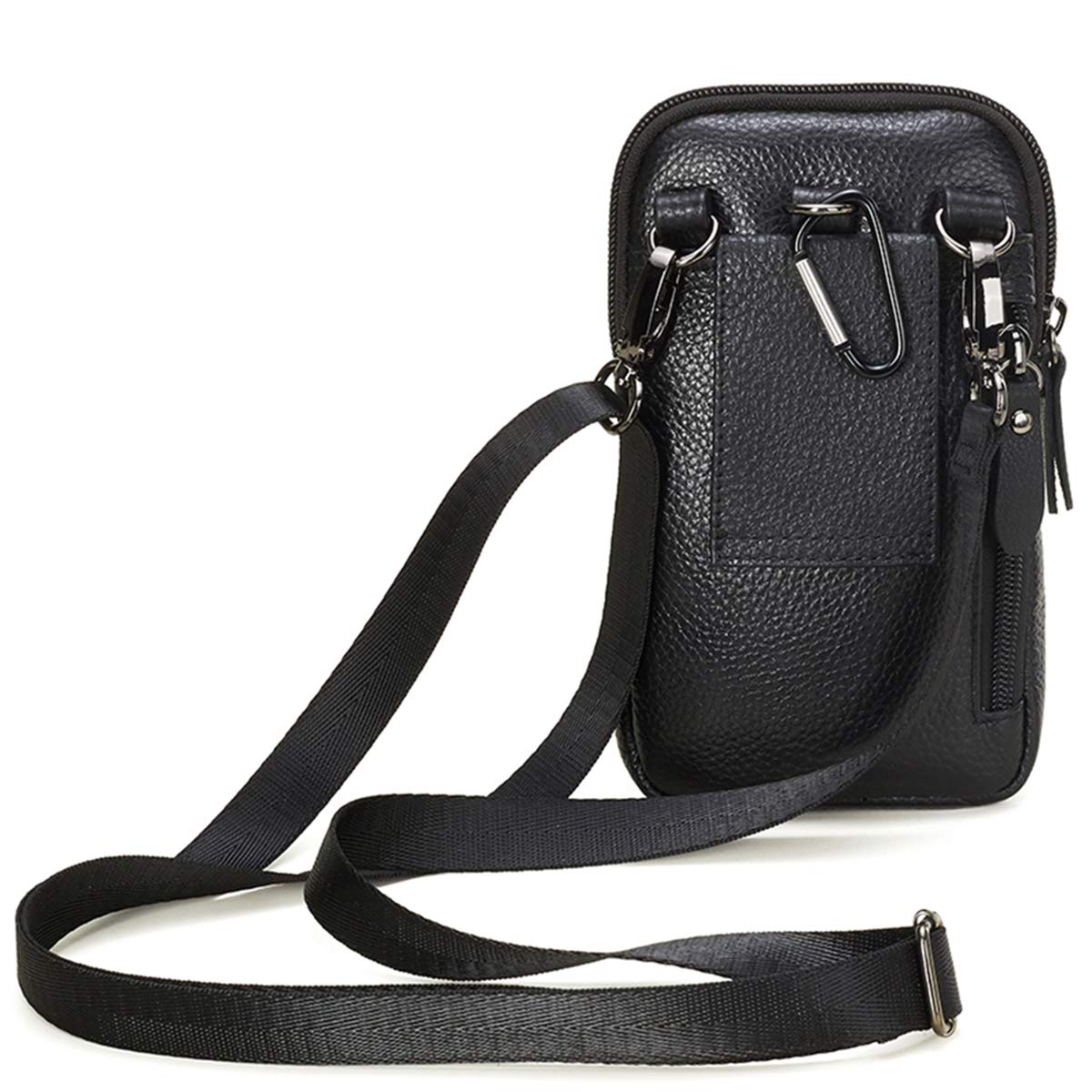 Premium Leather Shoulder Holster for iPhone 16 Pro Max/15 Pro Max & Galaxy S24 Ultra - Multi-Pocket Crossbody Phone Bag with Belt Clip - Stylish & Secure Smartphone Pouch for Women (Black) - Perfect for Work, Travel & Outdoor Activities