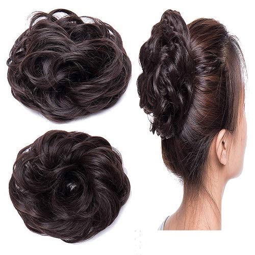 SIYAA 2-Piece Synthetic Bun Maker Hair Extension Set for Women & Girls - Brown | Easy Updo Hairstyles for Parties, Weddings & Everyday Wear