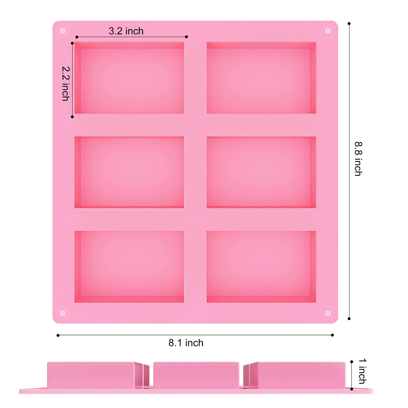 Ozera 2-Pack Silicone Soap Molds with 6 Cavities - DIY Soap Making, Chocolate Baking Molds for Handmade Soaps & Candies - Perfect for Crafting, Gifts & Home Use