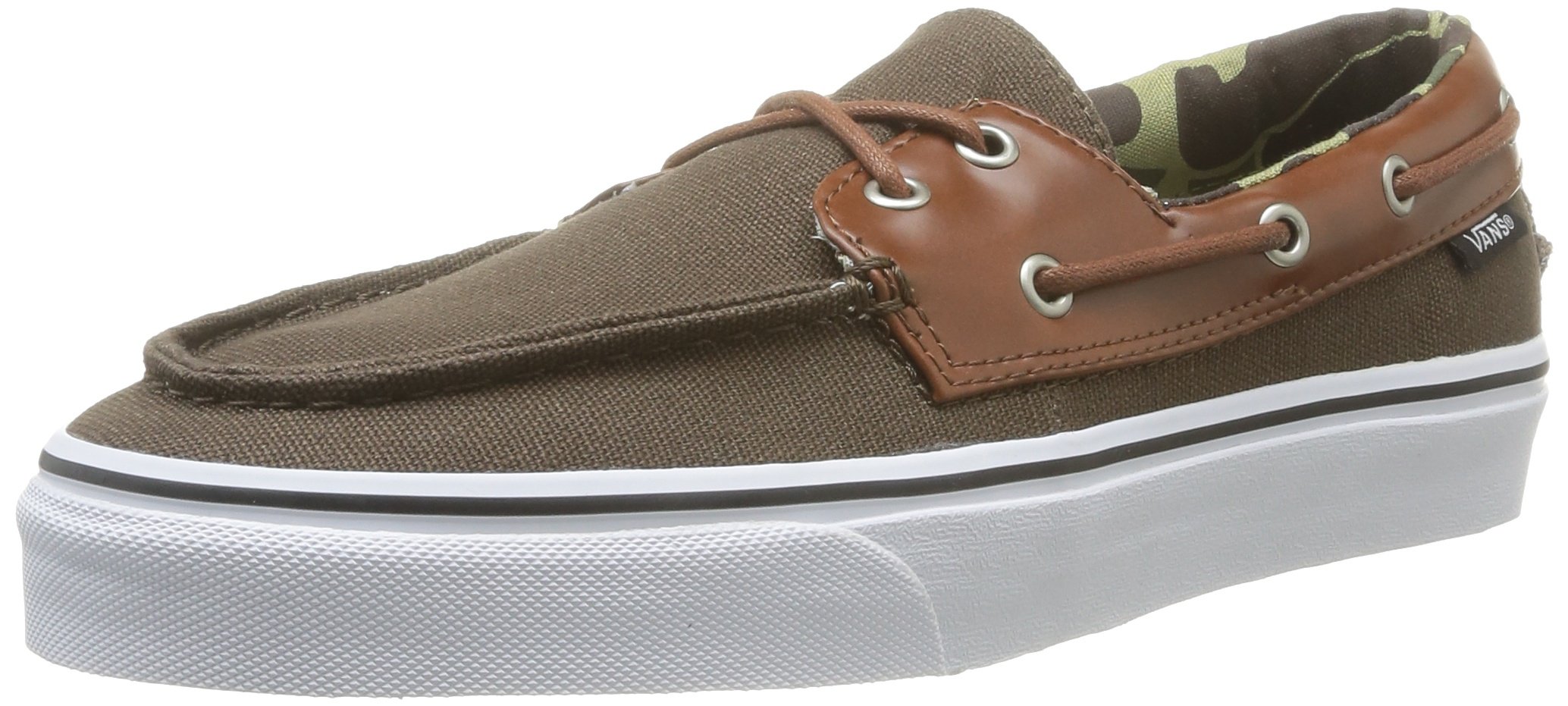 Vans Unisex Skate Shoes - Classic Slip-On Boat Style in Camo & Leather, Size 6.5 D(M) US Men / 8 B(M) US Women - Perfect for Casual Wear, Skateboarding & Street Fashion