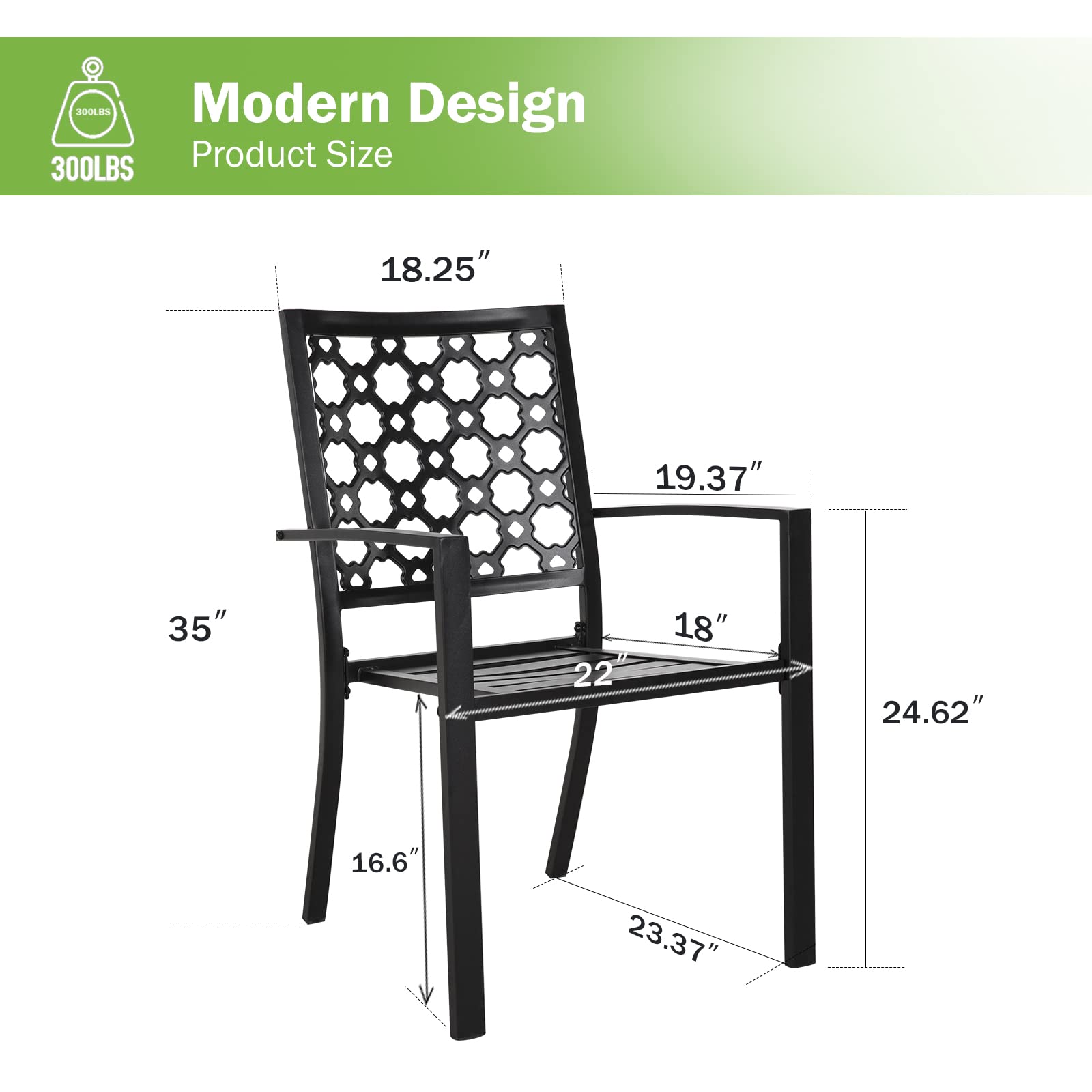 MEOOEM 4-Piece Outdoor Dining Chairs Set - Stackable Metal Patio Chairs with Arms for Backyard, Garden, Poolside - Weather-Resistant Black Finish - Perfect for BBQs, Picnics & Outdoor Entertaining