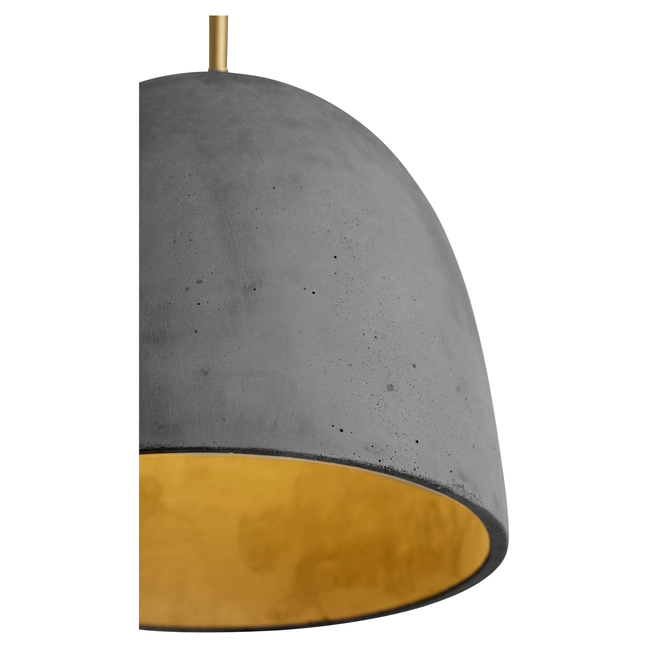 Modern Concrete Pendant Light Fixture - Dark Gray & Aged Brass - 12