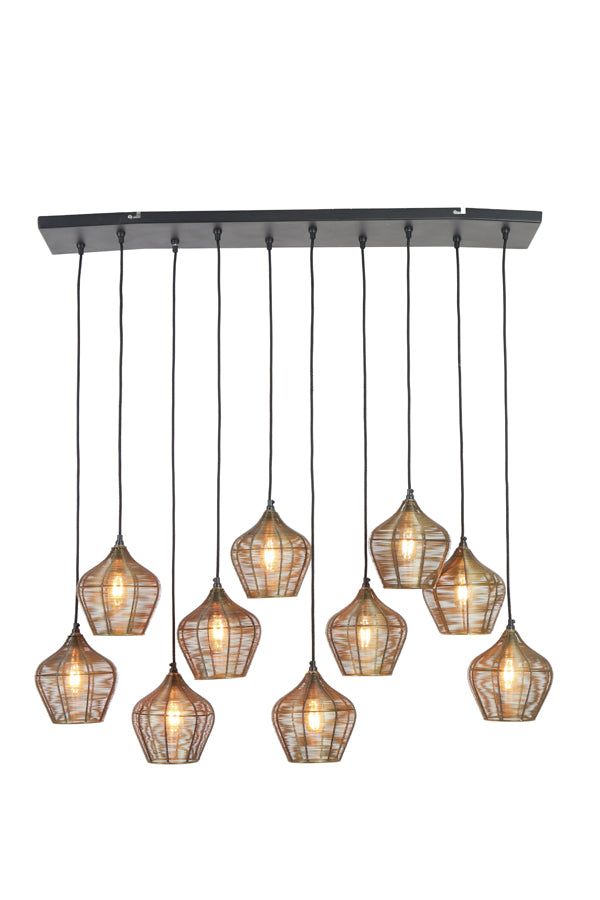 Alvaro 5/10Lt Vintage Hanging Lamp - Antique Bronze & Matte Black Finish | Perfect for Dining Room, Living Room & Bedroom Lighting