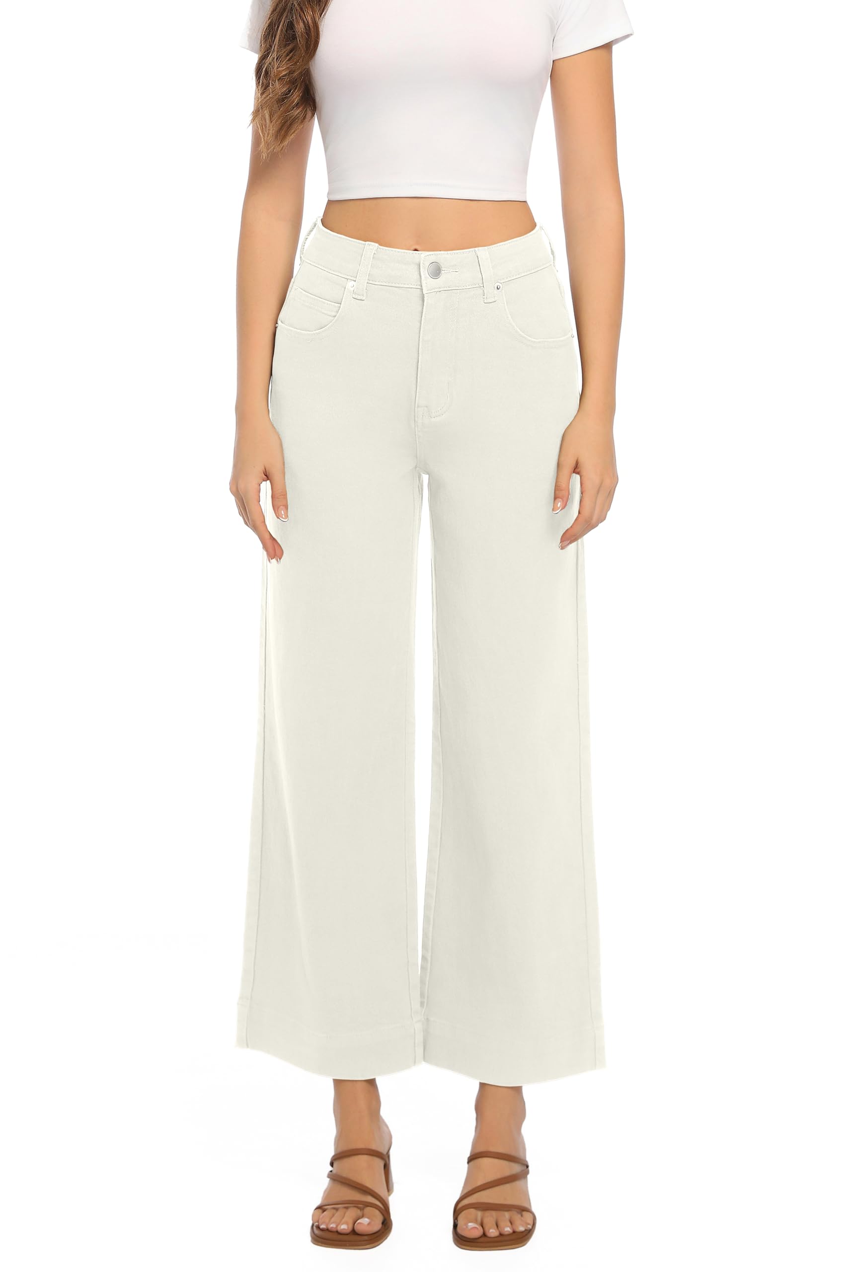 Women's High Waisted Stretchy Jeans - Wide Leg, Baggy, Loose Fit Trendy Denim Pants for Casual Wear & Street Style Outfits