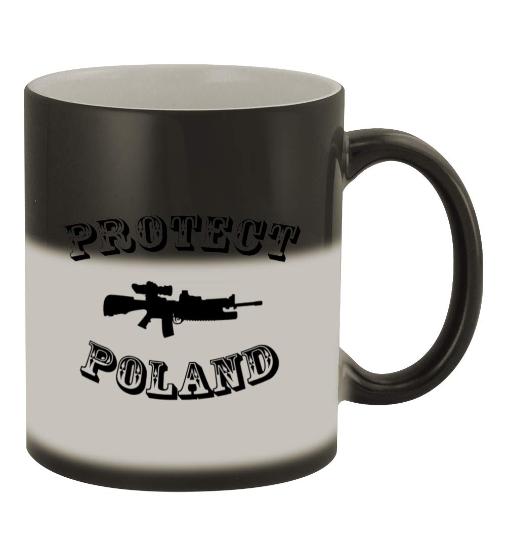 Funny Color Changing Coffee Mug - 11oz Ceramic Magic Mug with 'Middle of the Road Protect Poland #208' Humorous Design - Perfect for Office Gifts, Pranks & Coffee Lovers