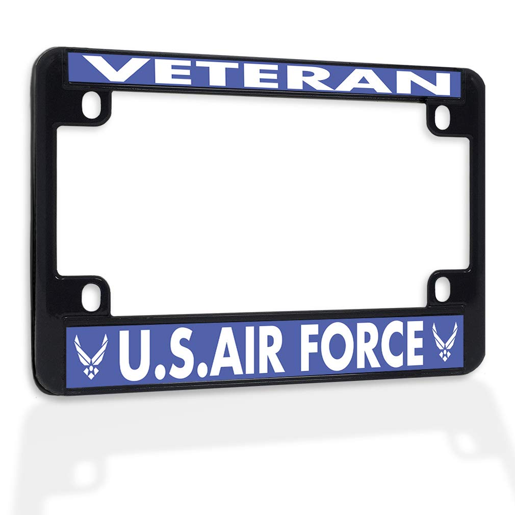 Veteran U.S. Air Force Metal Bike License Plate Frame - Weatherproof Motorcycle Accessory for Outdoor Riding