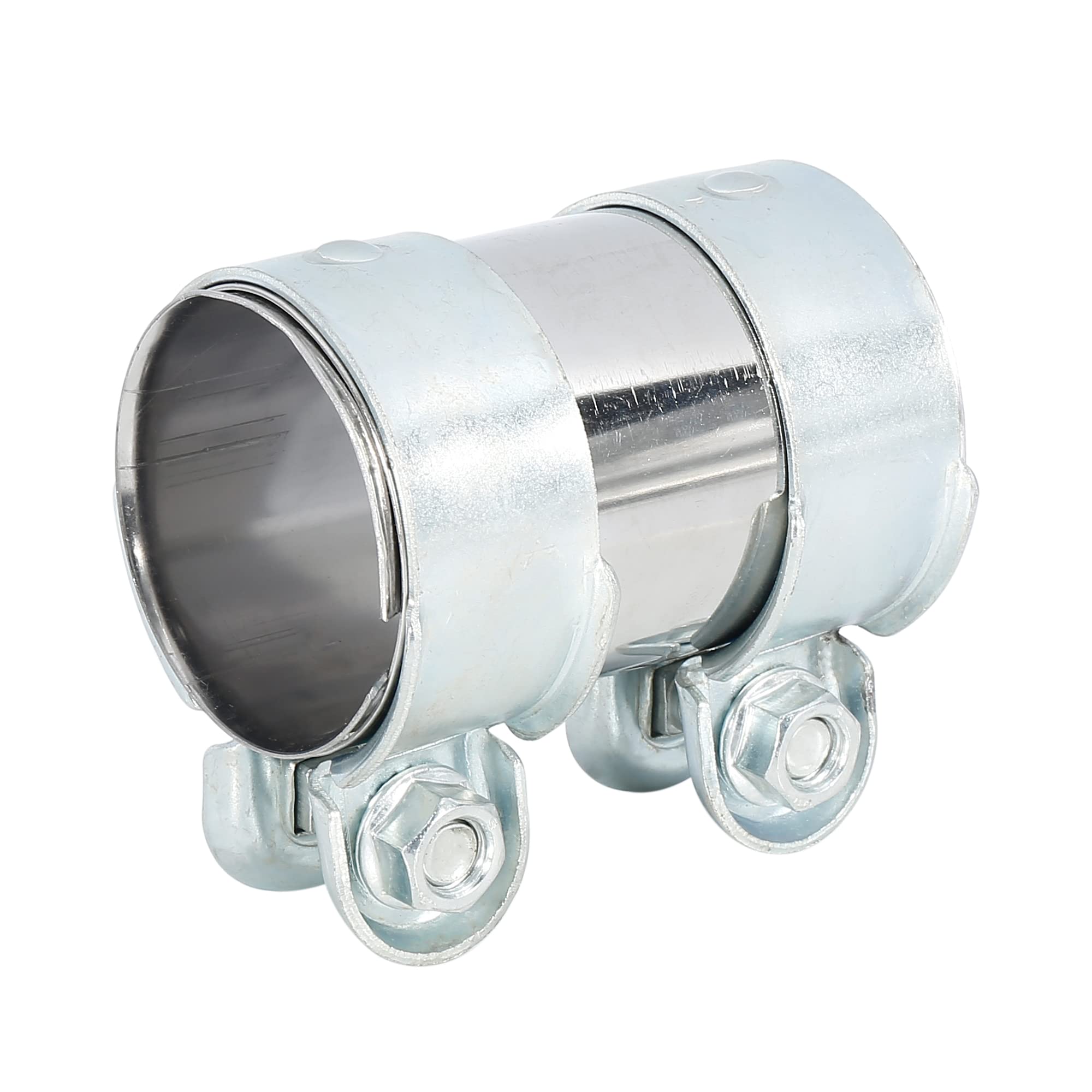 X AUTOHAUX 56 x 94mm Silver Exhaust Pipe Sleeve Connector Clamp Coupler for Seat Toledo & Ibiza - Universal Fit, Durable Stainless Steel, Easy Installation for Car Exhaust Repair & Maintenance