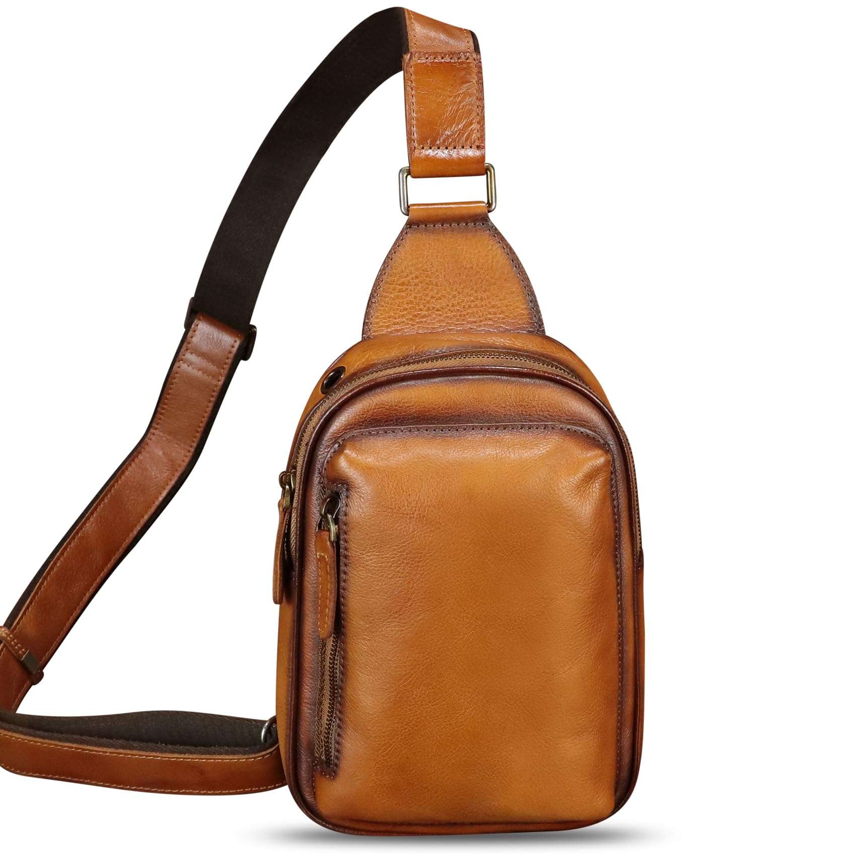 LRTO Genuine Leather Crossbody Sling Bag for Women & Men - Compact Chest Bag & Travel Backpack for Hiking, Sports, Gym, Work & Daily Use