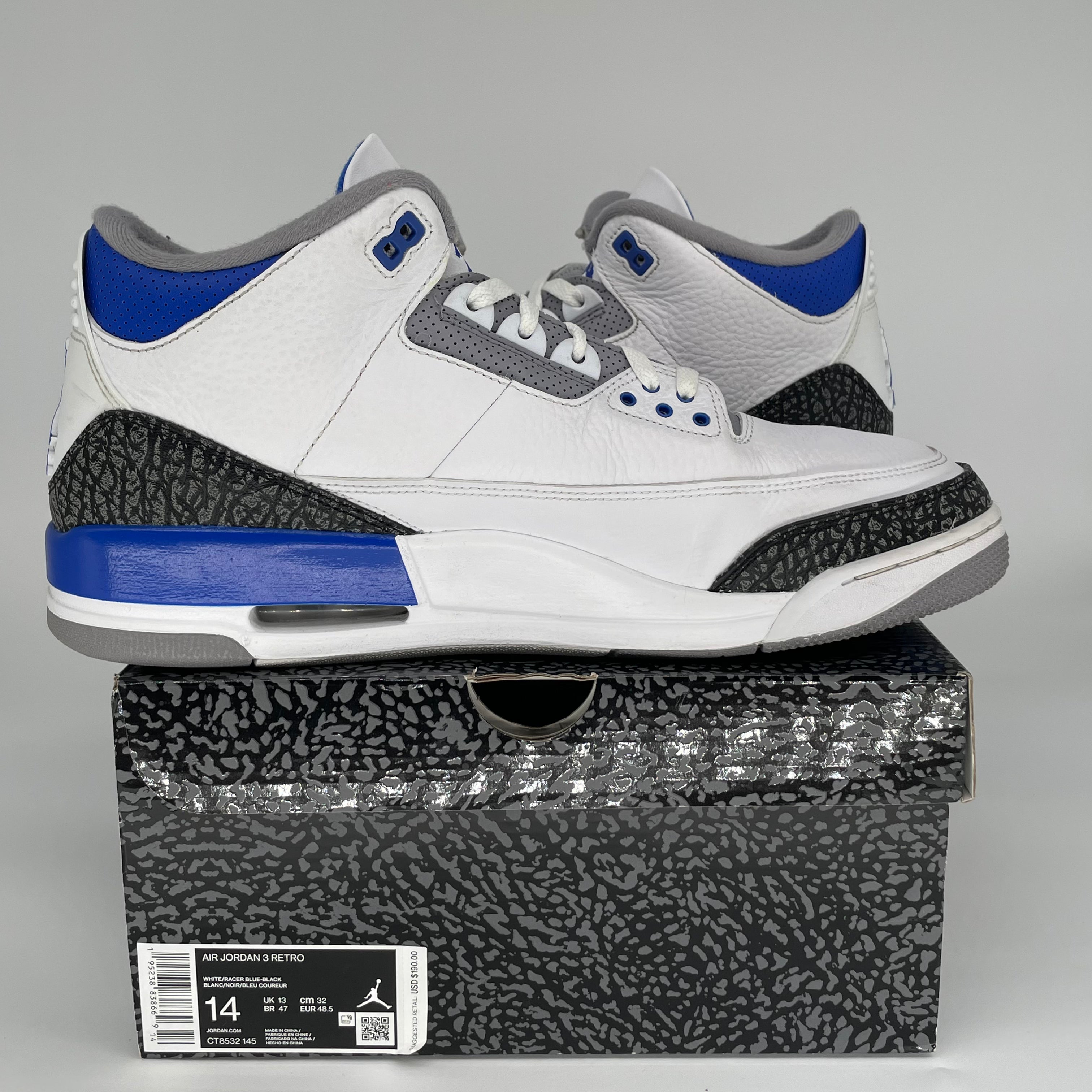AIR JORDAN 3 RACER BLUE Men's Basketball Shoes Size 14 - Style CT8532-145 | Retro Sneakers for Casual Wear & Street Fashion