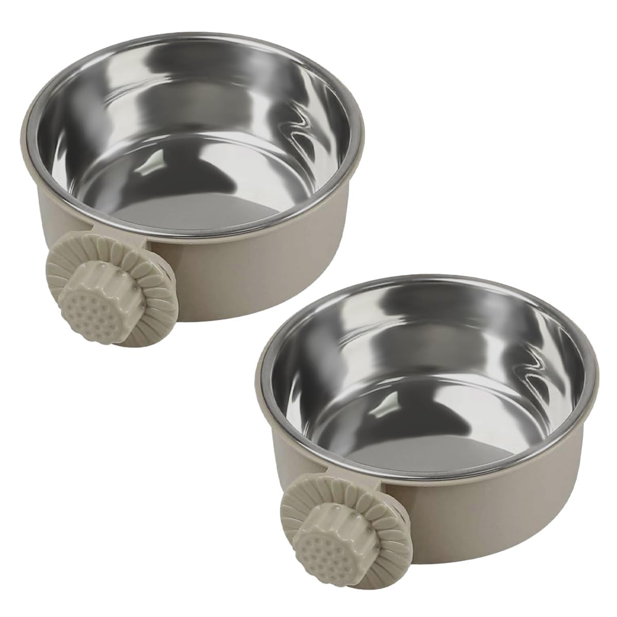 2PCS Lightweight Stainless Steel Pet Bowl - Removable Hanging Food & Water Feeder for Dogs, Cats, Rabbits, Ferrets & Birds | Perfect for Kennels, Cages & Travel Use | Durable & Easy to Clean Pet Dish (Small Size)