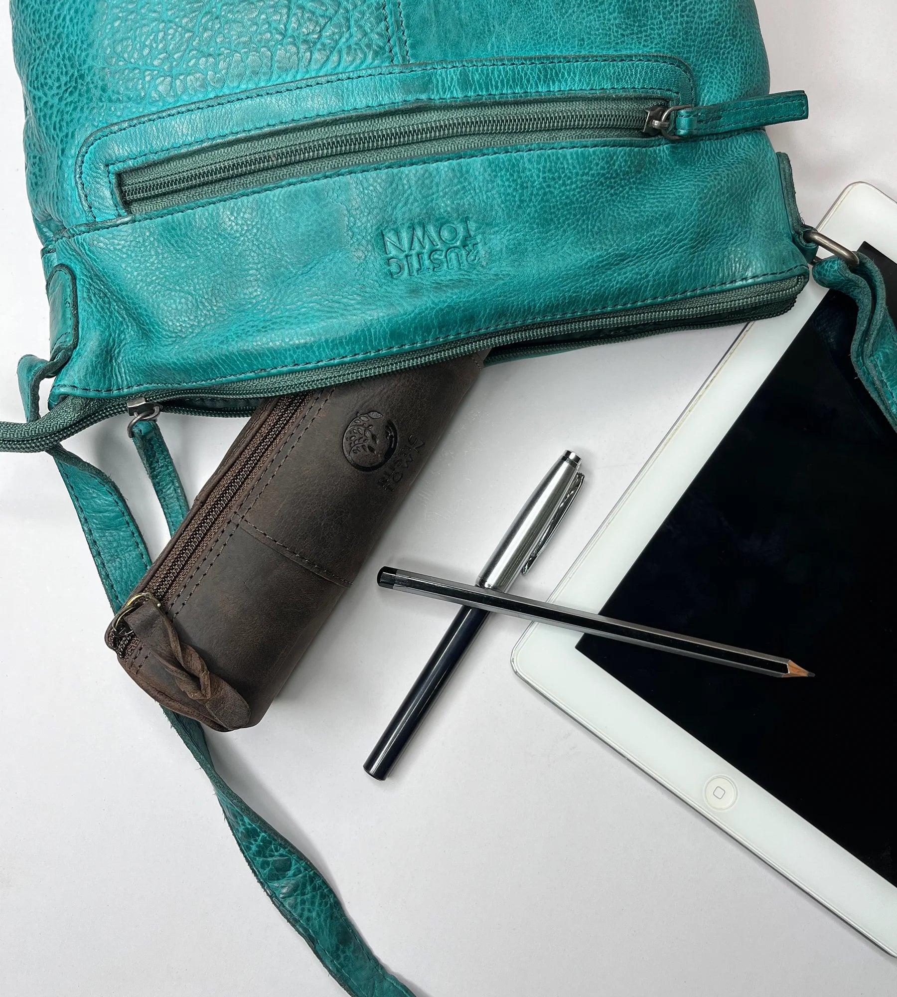 Premium Winnie Leather Zipper Pen Pencil Case - Walnut Brown for School, Office & Travel Organization | Stylish Stationery Holder for Students & Professionals