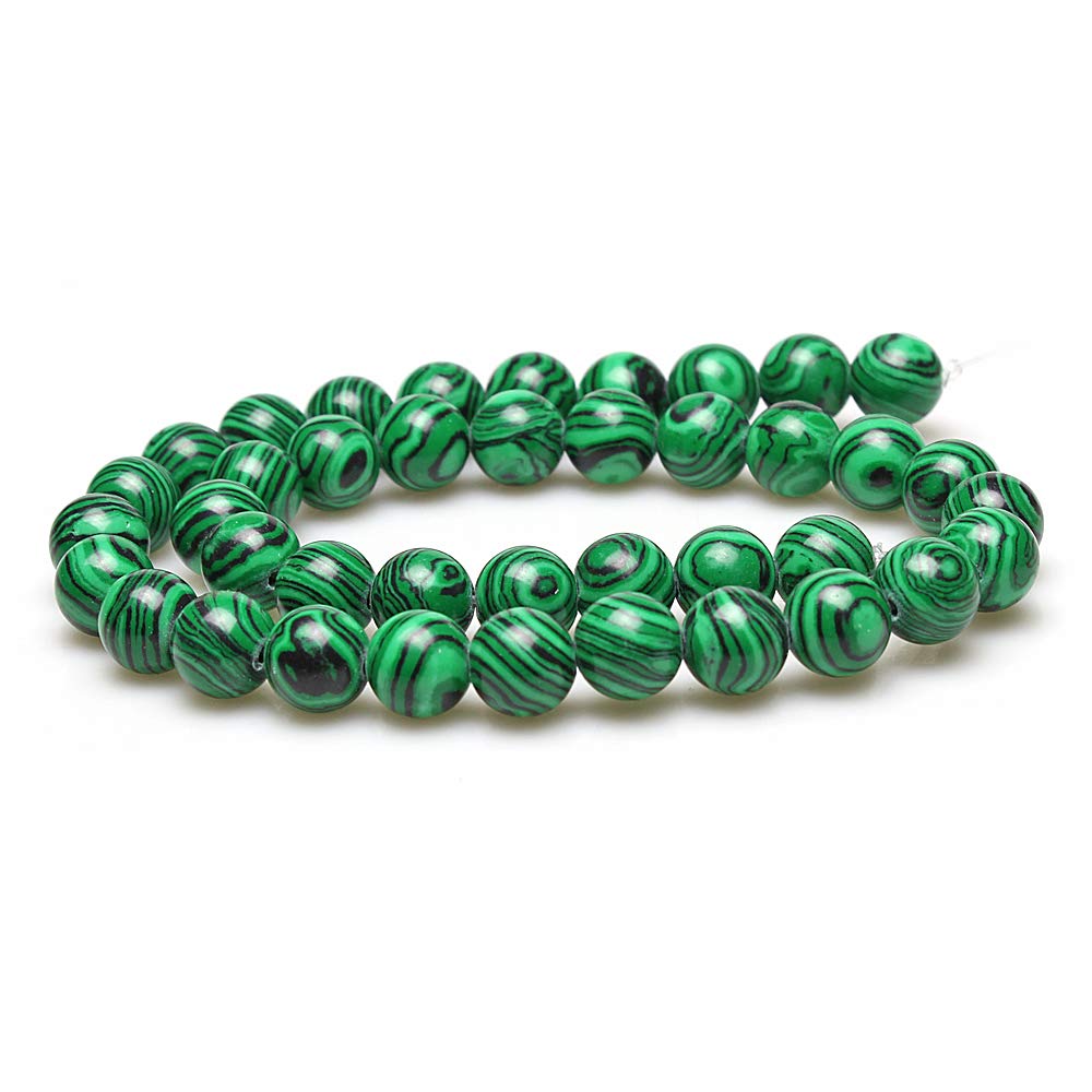 Natural Green Malachite Round Beads 8mm - DIY Jewelry Making Supplies for Necklaces, Bracelets & Earrings - 15