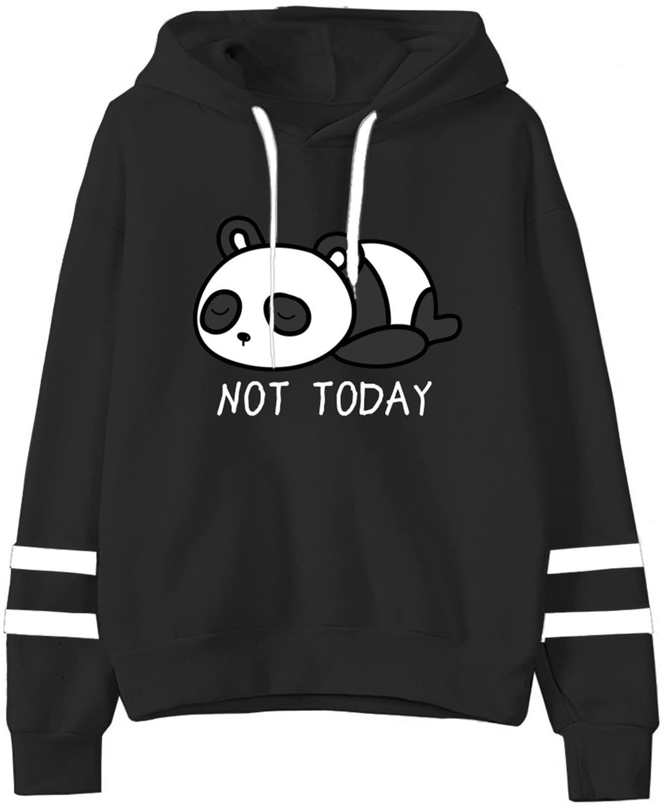 Cute Panda Graphic Hoodie for Teen Girls - Not Today Hooded Sweatshirt, Women's Long Sleeve Pullover Top | Cozy Casual Wear for School, Outings & Everyday Fashion