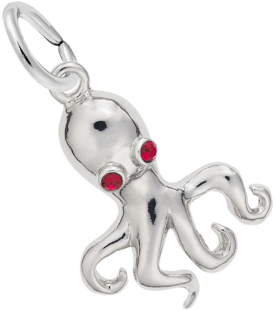 Rembrandt Octopus Charm with Red Synthetic Crystals - Elegant Jewelry for Women, Perfect Gift for Birthday, Anniversary & Special Occasions