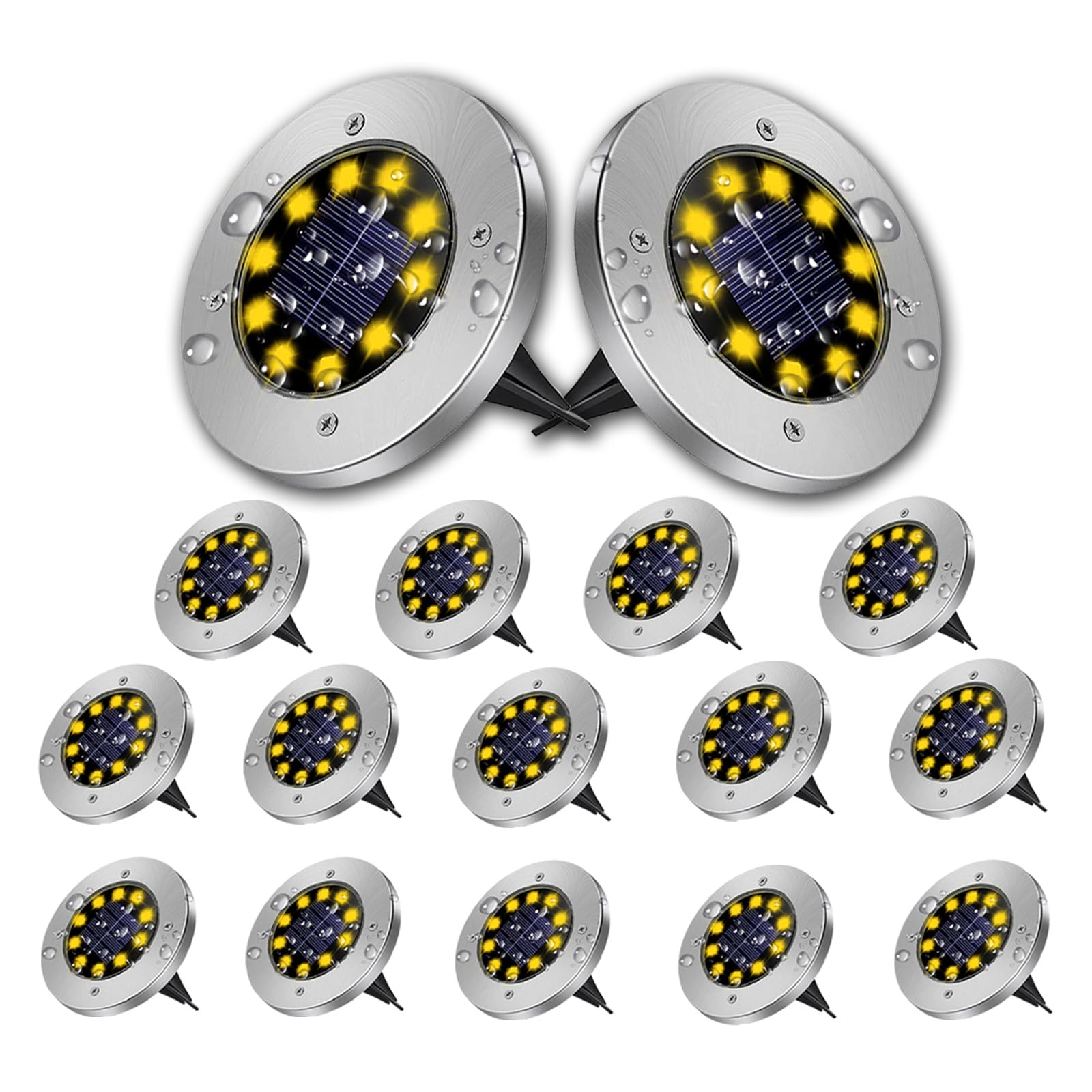 16 Pack Solar Ground Lights Outdoor Waterproof - Solar Garden Lights for Yard, Pathway, Lawn, Patio & Deck - Warm White Landscape Lighting for Walkways & Gardens (Perfect for Nighttime Safety & Ambience)