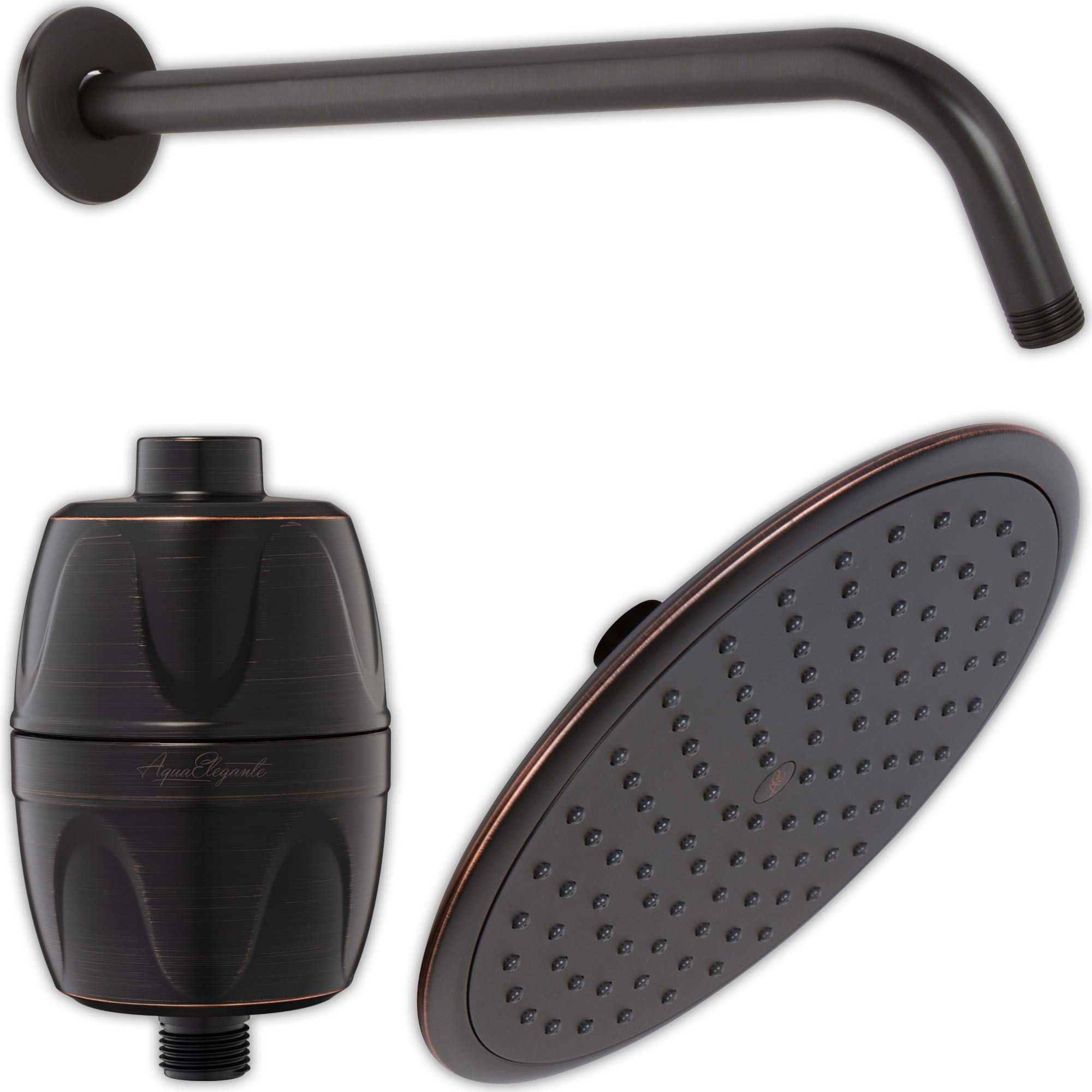 Luxury 9 Inch Rain Shower Head with Water Filter - Removes Chlorine, 2.5 GPM, Oil-Rubbed Bronze Finish - Includes 12 Inch Shower Arm and Flange - Perfect for Spa-Like Bathroom Experience and Skin Protection