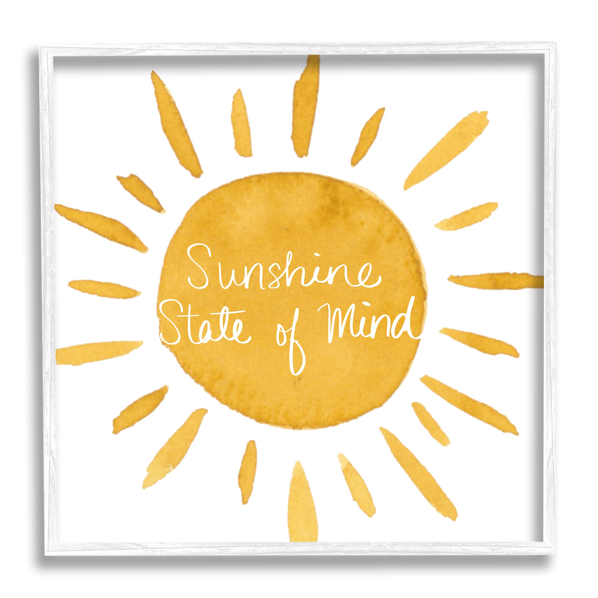 Stupell Industries Sunshine State of Mind Wall Art - 24x24 Inch Yellow Framed Canvas Painting by Lucille Price - Perfect for Living Room, Bedroom & Office Decor