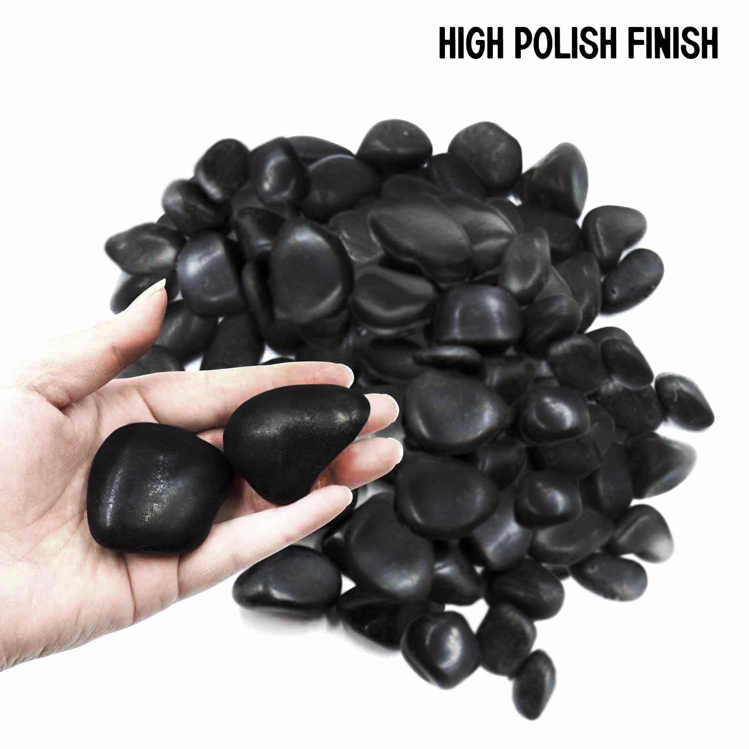 Polished Black Stone Pebbles 10 Lb - 1