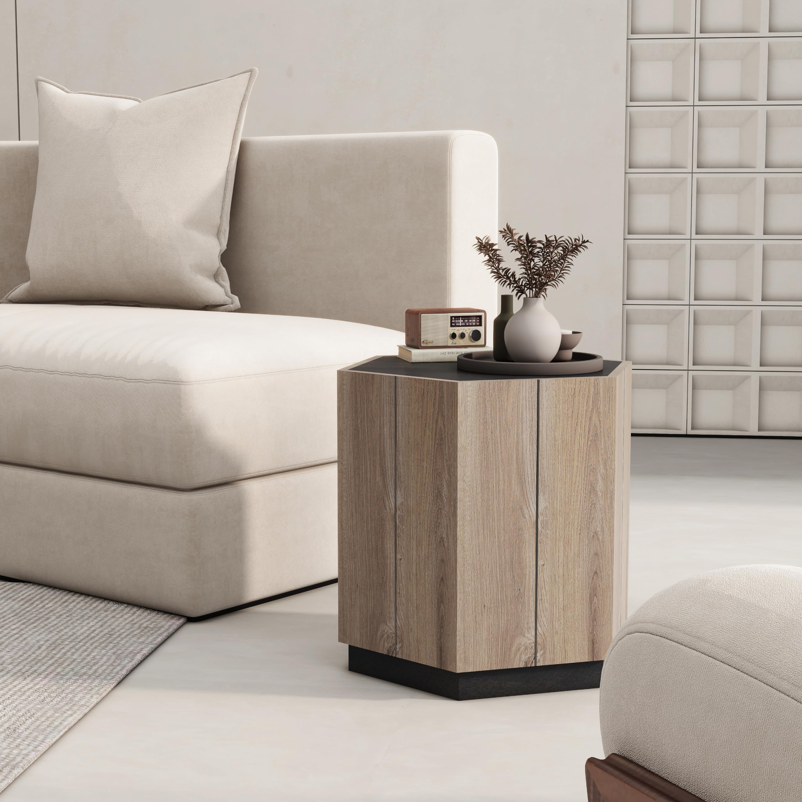 Hexagonal Nesting Coffee Table Set of 2 with Storage Drawers - Farmhouse & Industrial Style for Living Room Bedroom