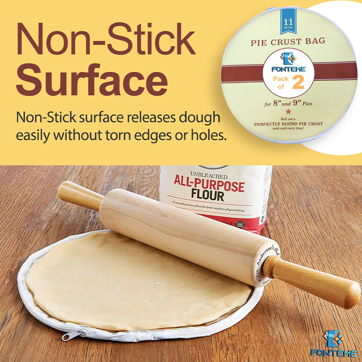 Non-Stick Plastic Pie Crust Dough Rolling Bag Set - 11