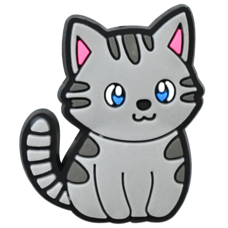 Cute Cat Shoe Charms for Crocs - PVC DIY Badge Pins for Kids Shoes, Jeans & Clogs Accessories - Christmas Decoration & Wholesale (1PC) - Perfect for DIY Crafts, Gift Giving & Shoe Customization
