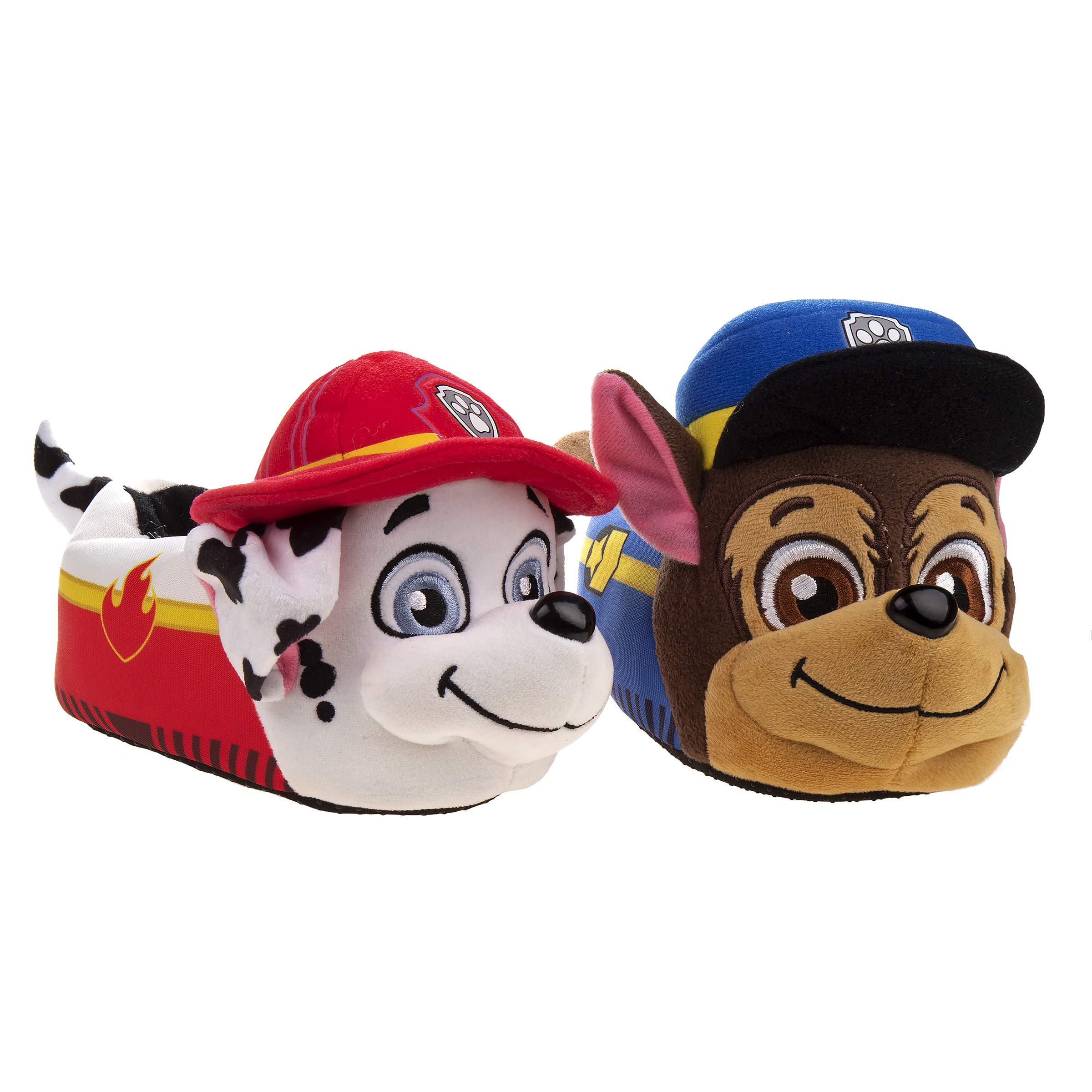 Paw Patrol Boys' Plush Fuzzy Slippers - Chase & Marshall Character Slippers for Toddlers & Kids | Comfortable House Shoes for Indoor Play & Relaxation