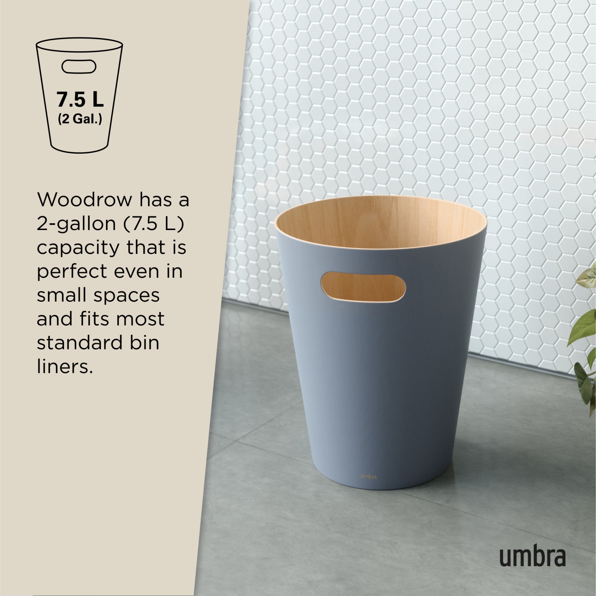 Woodrow Stainless Steel Trash Can with Lid - 13 Gallon Kitchen Garbage Bin for Home, Office & Outdoor Use - Odor Control & Hands-Free Operation