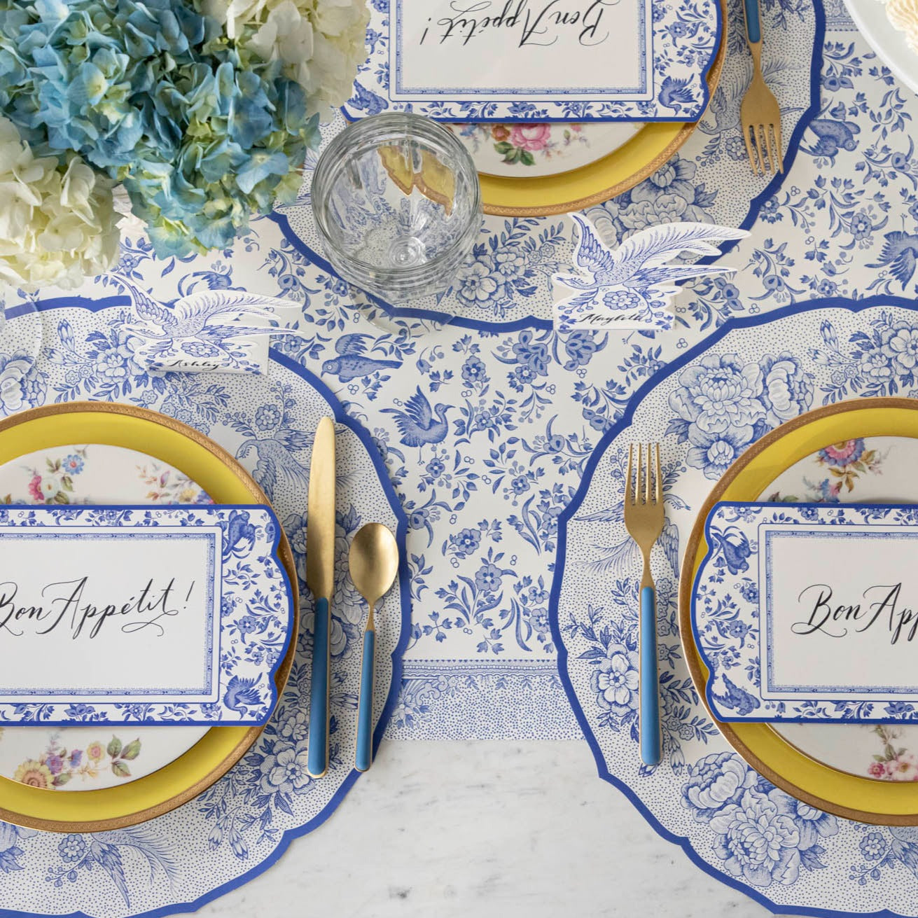 Blue Asiatic Pheasants Die-Cut Placemats - Elegant Table Decor for Dining, Parties & Home Decor | Set of 4 Waterproof Placemats for Everyday Use & Special Occasions