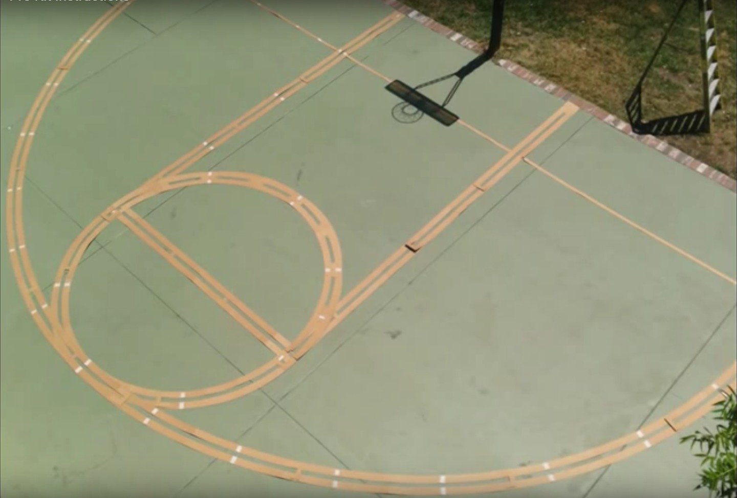 Ronan Sports Pro Kit Highschool Basketball Line Stencil Kit with White Paint | Continuous Line Court Marking Design | Made in USA | Perfect for Gym Floor, School Basketball Court & Outdoor Playground Marking