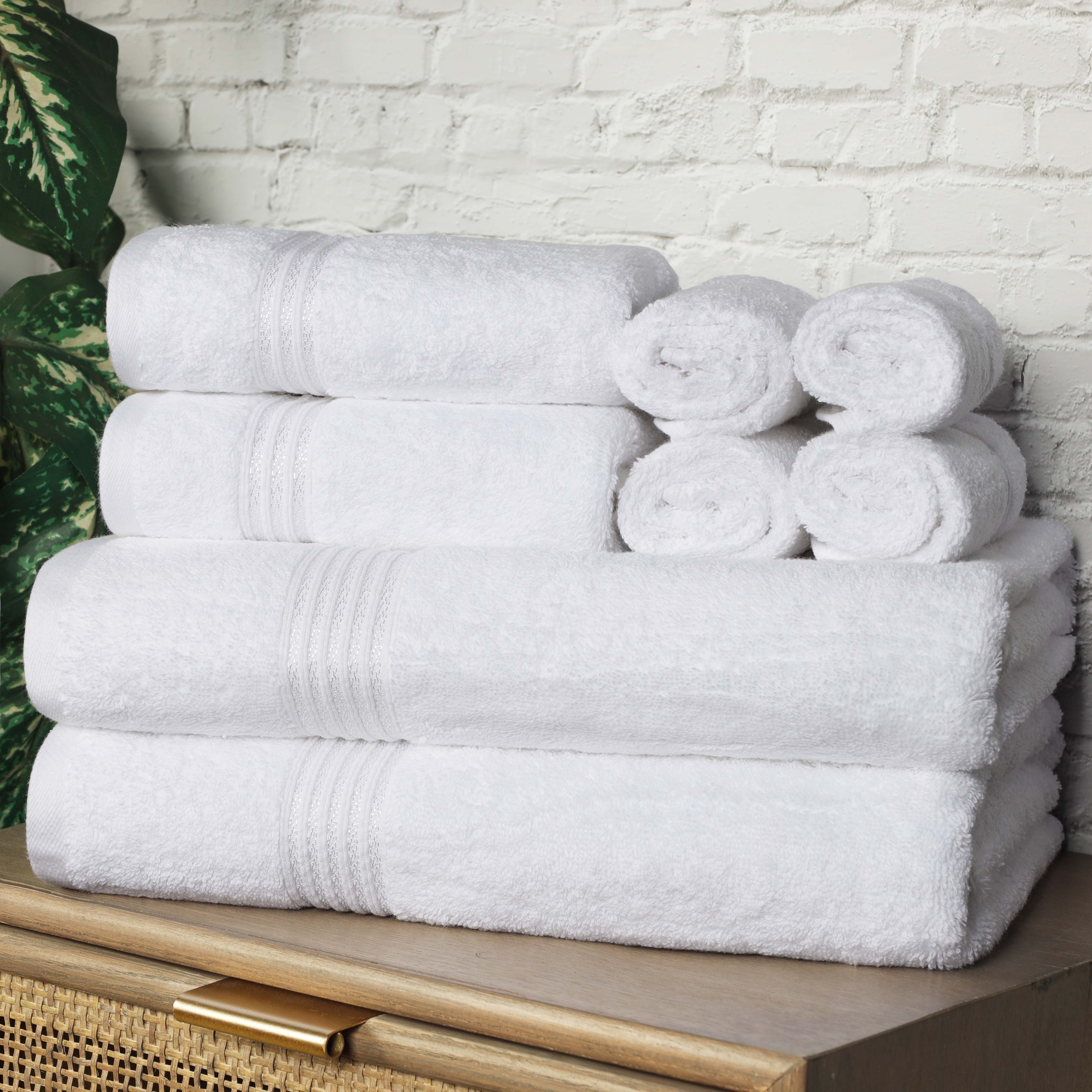 Premium Egyptian Cotton 8-Piece Bath Towel Set - Ultra Soft, Highly Absorbent & Quick-Drying - Perfect for Spa, Bathroom & Beach Use
