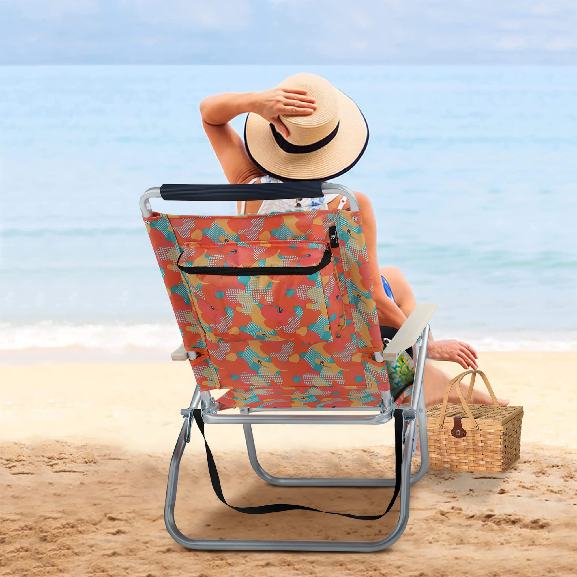 LET'S CAMP High Back Folding Lawn Chair with Insulated Cooler Bag & Shoulder Strap - 3-Position Adjustable Outdoor Camping Chair for Beach, Garden, Concert, Picnic, BBQ - Portable & Comfortable - Set of 2 Camo Chairs - Perfect for Backyard Relaxation, Tailgating, and Summer Festivals
