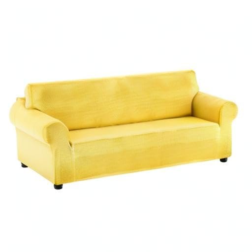 Stretch Sofa Slipcover - Waterproof Couch Cover with Elastic Bottom, Soft Furniture Protector for Kids & Pets (Yellow, Medium) - Perfect for Living Room, Family Room & Pet-Friendly Homes
