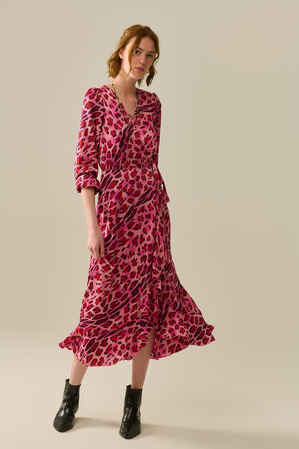 Leopard Print Fuchsia Satin Maxi Robe with Pockets - Elegant Long Kimono Style for Women - Perfect for Lounging, Spa Days, and Beach Cover-Ups