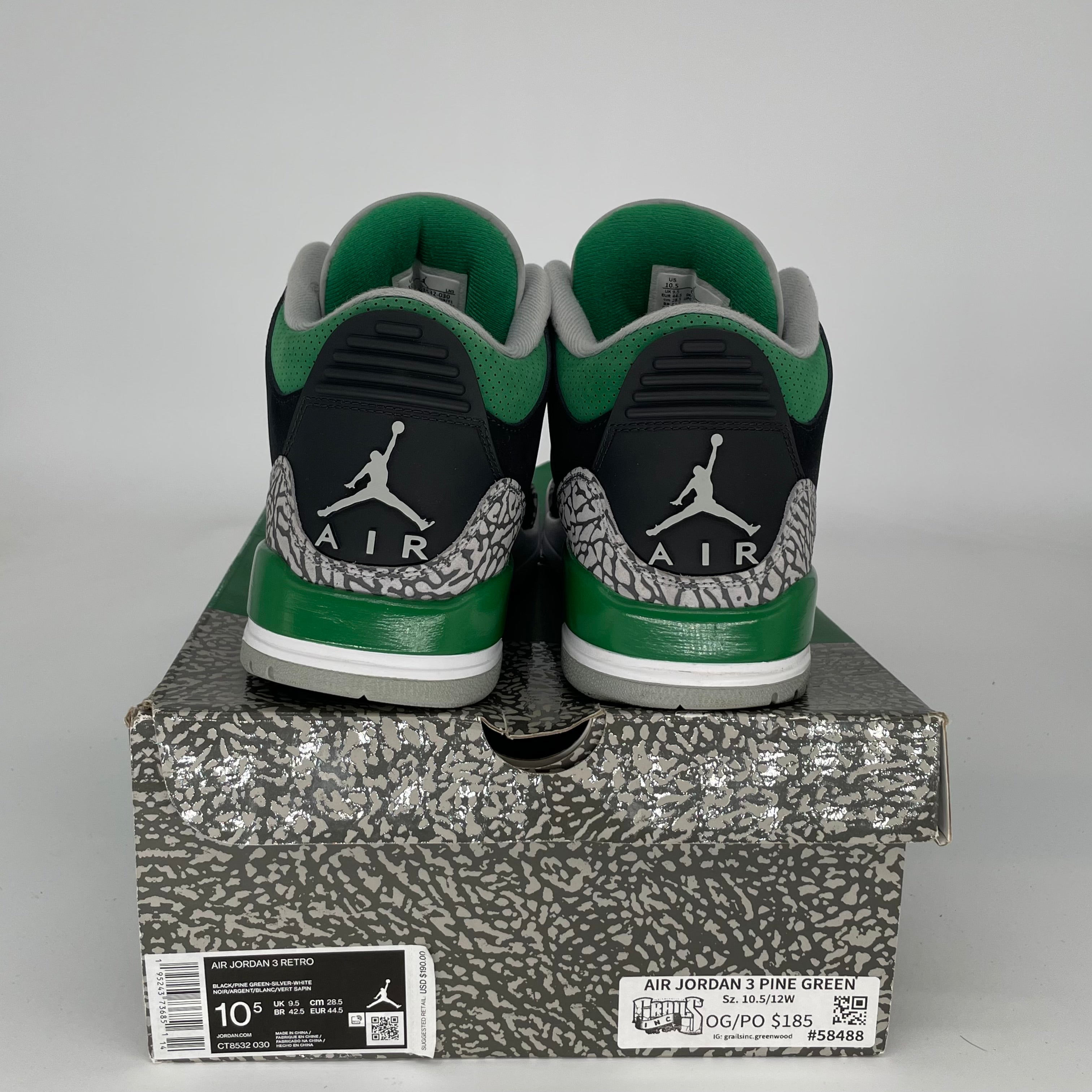 AIR JORDAN 3 Retro Pine Green Men's Basketball Shoes Size 10.5 - CT8532-030 | Sneakers for Casual Wear, Street Style & Basketball Games