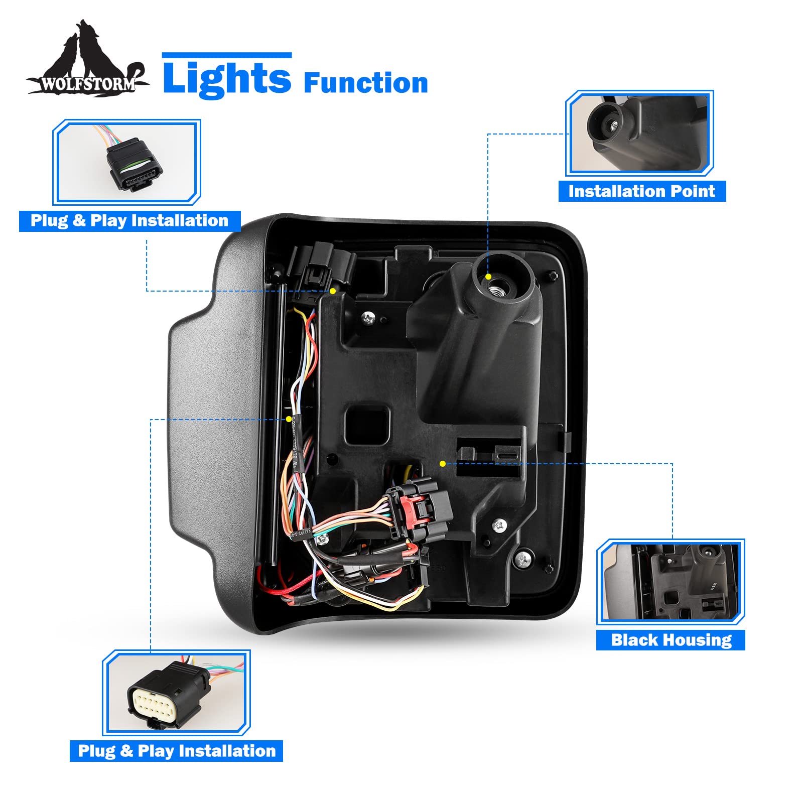 WOLFSTORM LED Tail Lights for 2018-2023 Jeep Wrangler JL/JLU - Dynamic Running Turn Lights, Clear Lens (1 Pair) - Upgrade Your Off-Road Adventure & Night Driving Safety