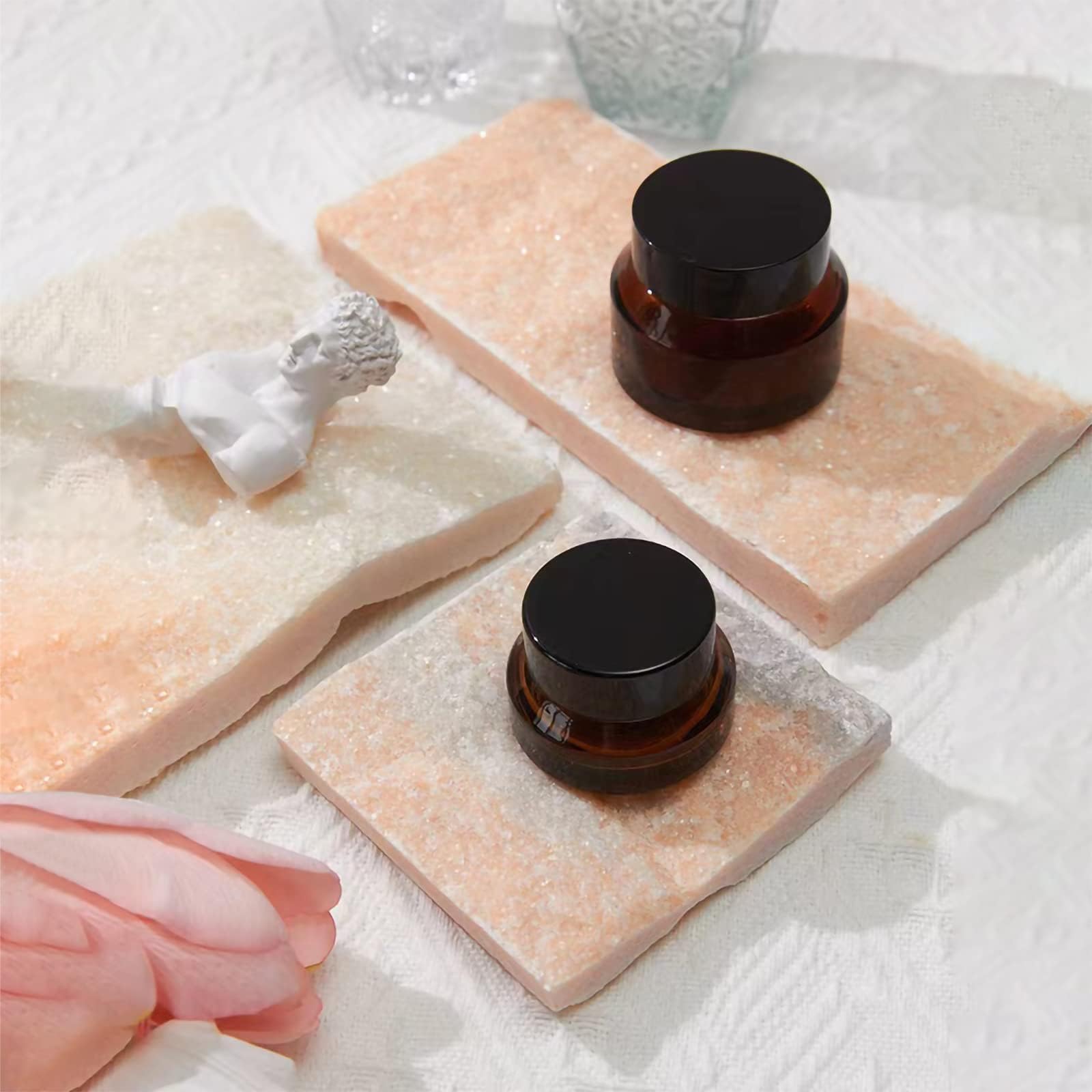 3PCS Waterproof Natural Crystal Cube Photography Props - Original Design White & Pink Hard Background for Product Photoshoot | Perfect for Jewelry, Cosmetics & Small Item Display