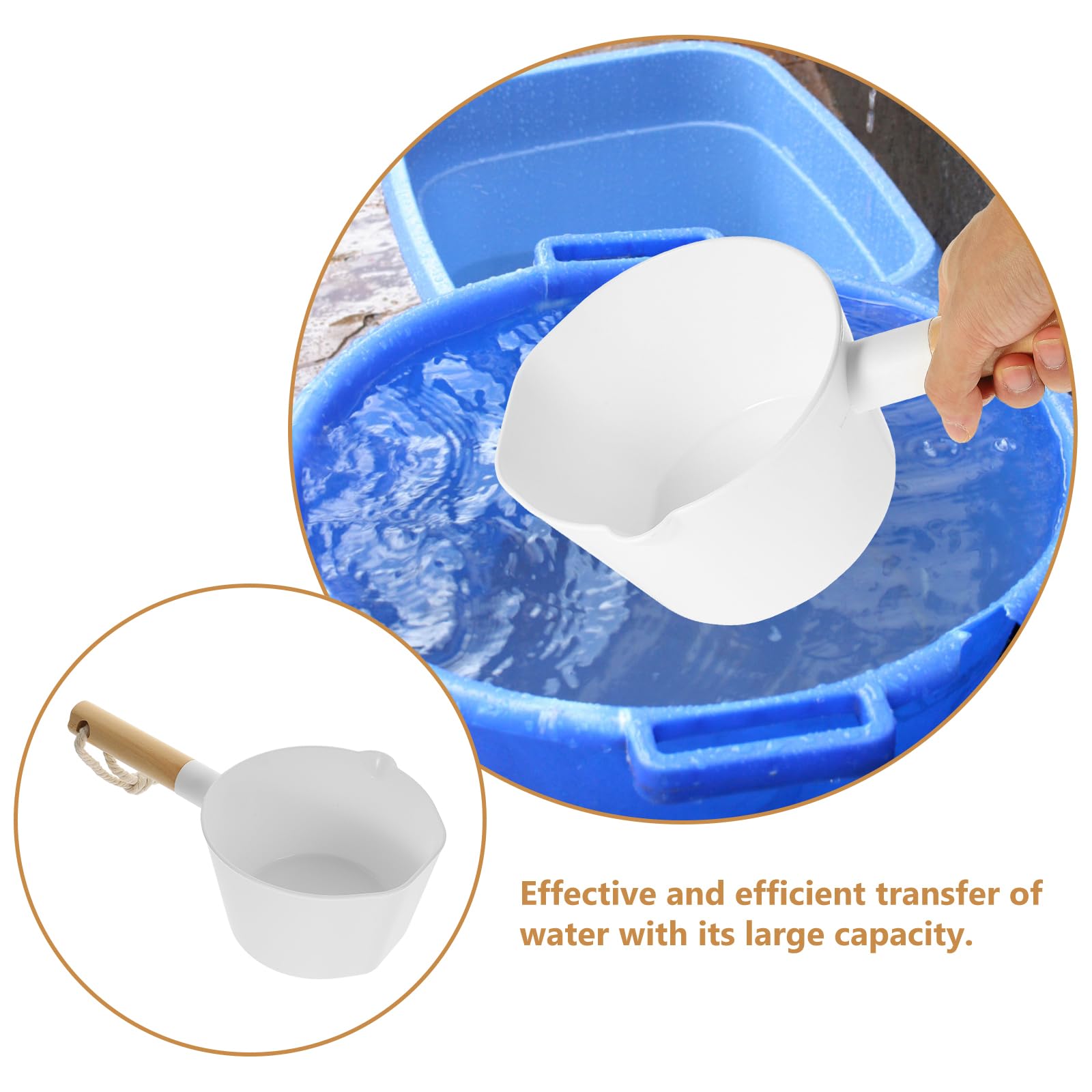 DOITOOL Long Handle Plastic Water Ladle - Kitchen & Bathroom Scoop with String for Hair Washing, Cooking, and Bathing | Perfect for Shampooing, Soup Serving, and Water Transfer