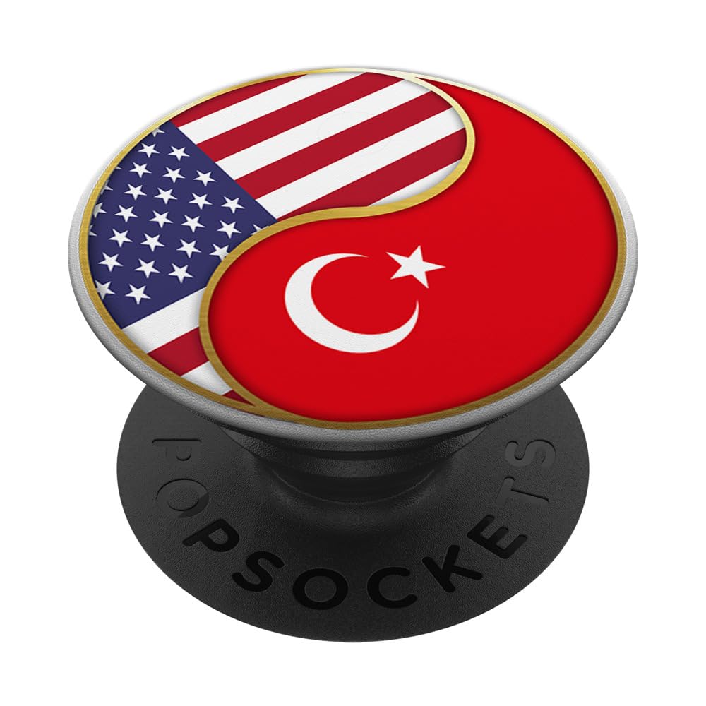 American Flag & Turkey Turkish Design PopSockets Swappable PopGrip - Perfect for Phones, Tablets & Laptops | Show Your Patriotism & Style
