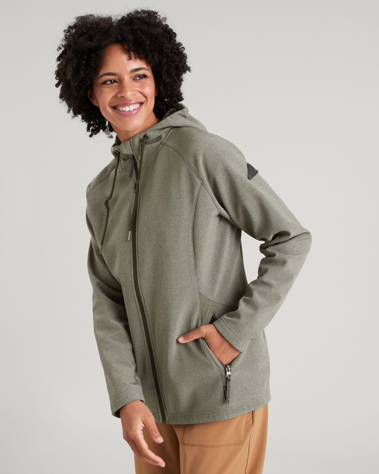 Malazan Women's Softshell Jacket - Lightweight Waterproof Windbreaker with Fleece Lining (Beech Marle) for Hiking, Camping & Outdoor Activities