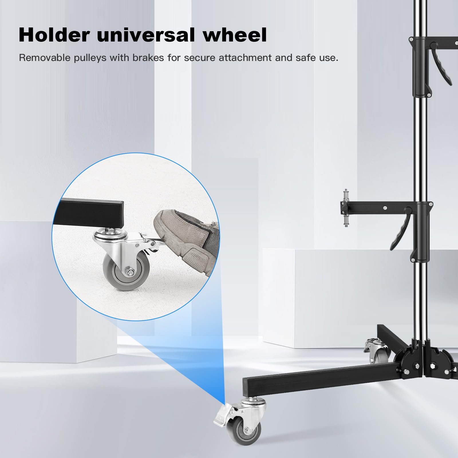 Heavy Duty M20 Steel Wheeled Pistol Grip Light Stand for Photography - 6.5' Max Height, 22 Lbs Load Capacity with Sliding Arm & Chrome-Plated Column | Perfect for Studio, Portrait, Product Photography and Video Lighting Setup