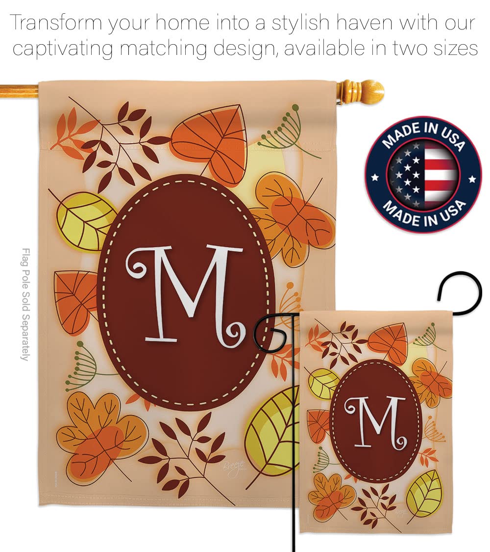 Breeze Decor M Initial Fall Harvest Vertical Kit - House & Garden Flags for Autumn Decor