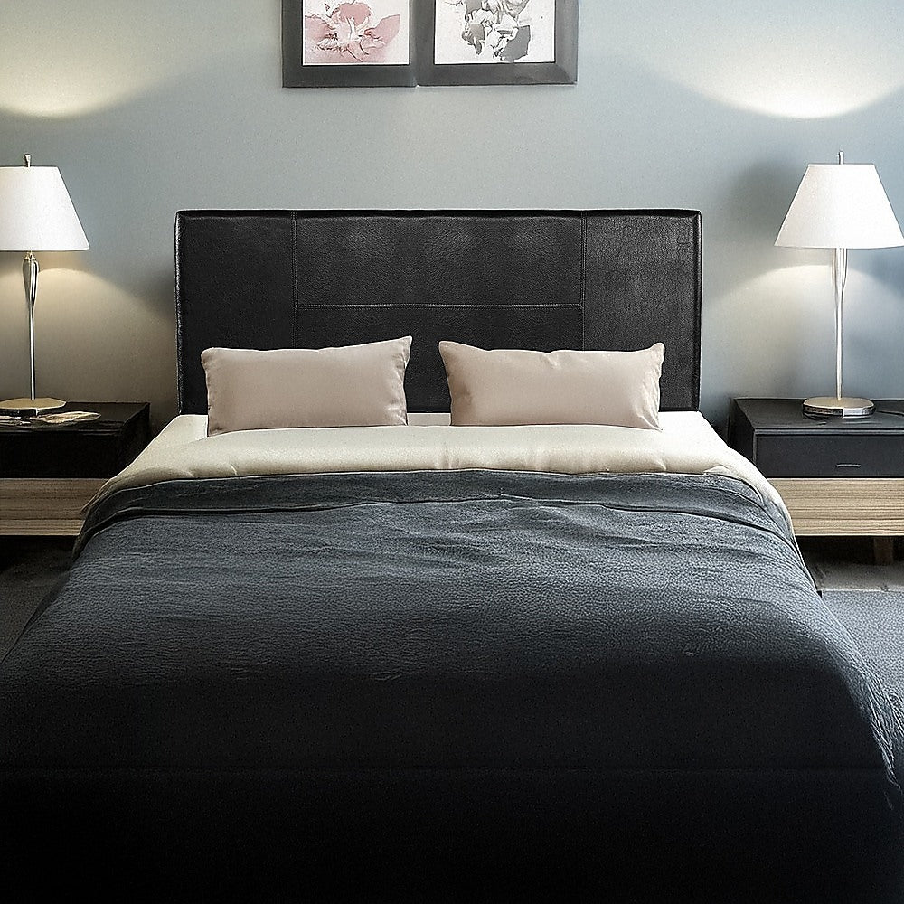 Queen Size PU Leather Bed Headboard - Modern Upholstered Bed Frame with Button Tufting (Black) - Perfect for Master Bedroom, Guest Room, and Dorm Decor