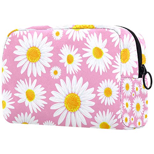 Daisies Flowers Makeup Bags for Women - Waterproof Travel Cosmetic Organizer with Zipper, Portable Multifunctional Toiletry Case | Perfect for Travel, Gym, and Daily Makeup Storage