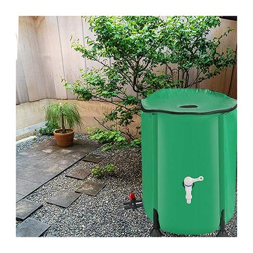 Foldable Rain Barrel with Lid - Outdoor Water Collector for Garden Irrigation | Plastic Tarpaulin Rainwater Storage with Drain Valve & Hose Connection | Perfect for Eco-Friendly Water Conservation & Backyard Gardening