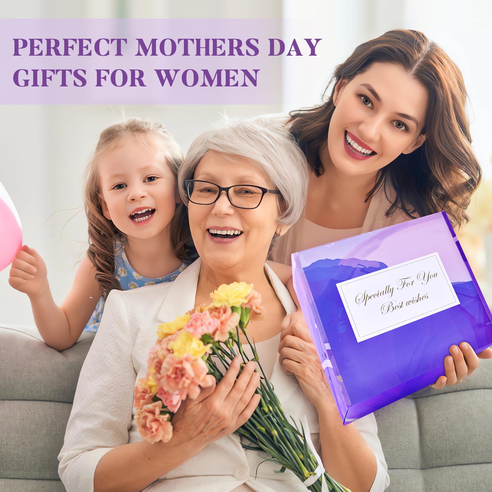 Luxury Spa Gift Set for Mom - Purple Flannel Blanket, Birthday & Mother's Day Gifts from Daughter or Son - Perfect for Relaxation, Christmas & Special Occasions