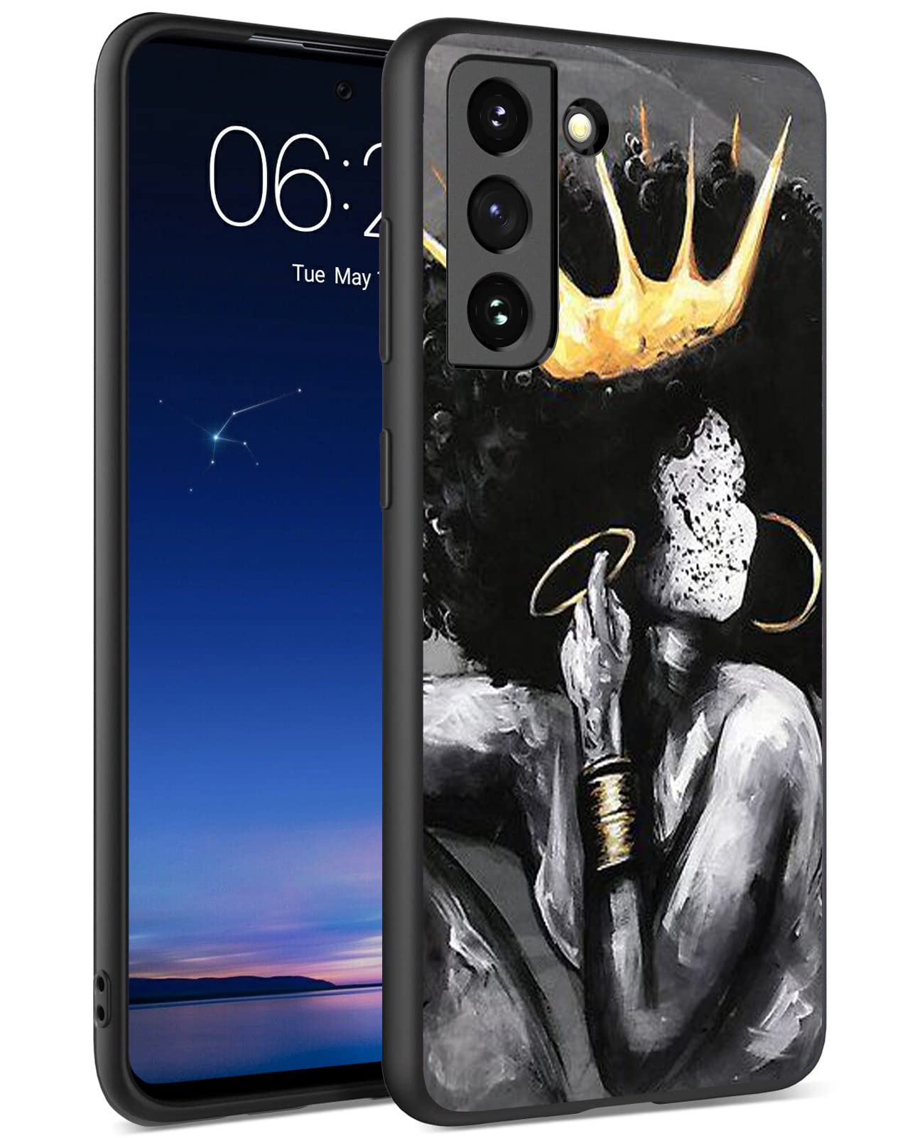 Slim Shockproof Protective Case for Samsung Galaxy S21 Plus & S30 Plus - Black Beauty Queen | Durable Bumper Cover for Everyday Use & Travel Protection