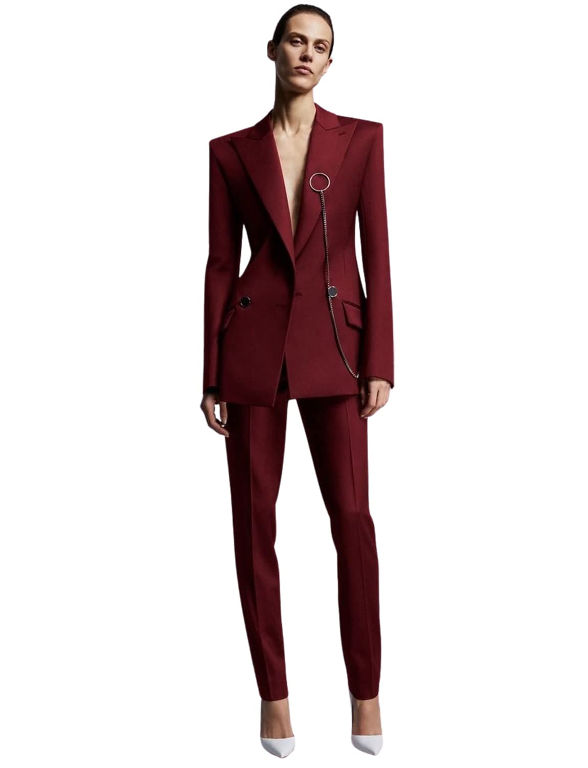 Women's 2-Piece Slim Fit Office Suit Set - Tuxedo Jacket & Pants with Peak Lapel for Business Casual Wear | Perfect for Work, Interviews & Professional Events